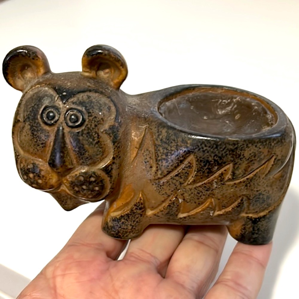 Vintage Takahashi San Francisco Lion Candle, Tea Light, Ring Ceramic Holder